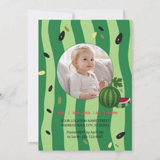 Invitation à la fête Pastèque Vibes d'été (Dos)