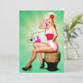 Invitation à la fête Pin-Up Rétro Let's Chat (Debout devant)