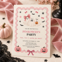 Invitation à la fête Pinkoween Coquette Halloween