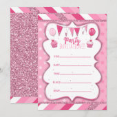 Invitation à la fête Pinky à écrire à la main pour (Devant / Derrière)