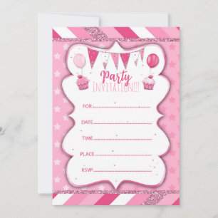 Invitation à la fête Pinky à écrire à la main pour