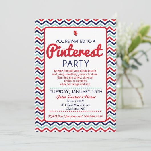 Invitation à la fête Pinterest (Debout devant)