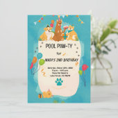 Invitation à la Fête Piscine d'Été pour Chiens (Debout devant)