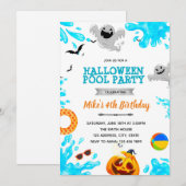 Invitation à la fête piscine Halloween (Devant / Derrière)