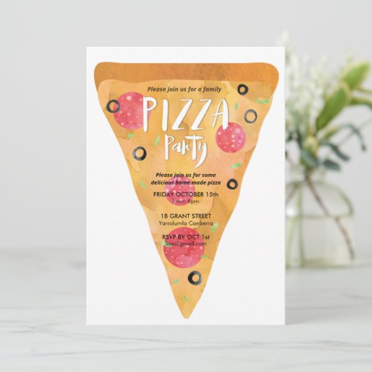 Invitation à la fête Pizza (Debout devant)