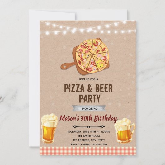Invitation à la fête pizza et bière (Devant)