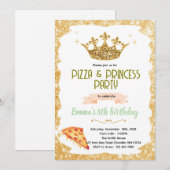 Invitation à la fête Pizza et Princesses (Devant / Derrière)