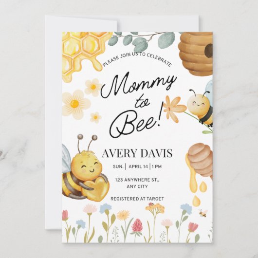 Invitation à la fête prénatale de Bébé Maman (Devant)