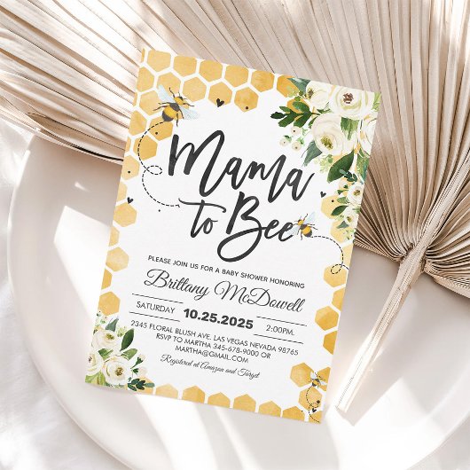 Invitation à la fête prénatale de Maman Bébé Abeil