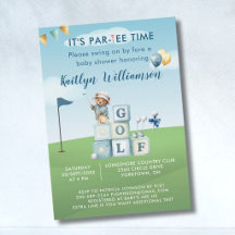 Invitation à la fête prénatale Par-Tee Golf Blue B
