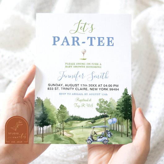 Invitation à la fête prénatale Par-Tee pour garçon