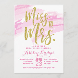 Invitation à la fête prénuptiale de Mlle à Mme