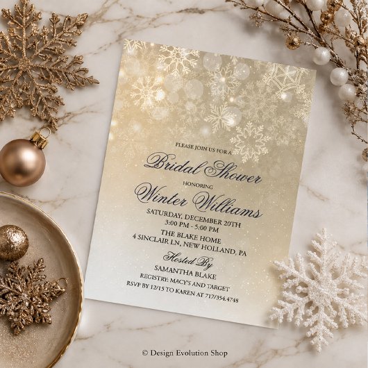 Invitation à la fête prénuptiale flocon de neige d