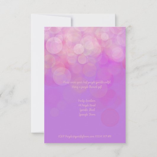 Invitation à la fête Purple Sparkle (Dos)
