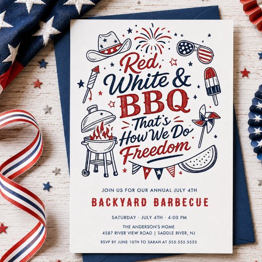 Invitation à la fête Red White & BBQ