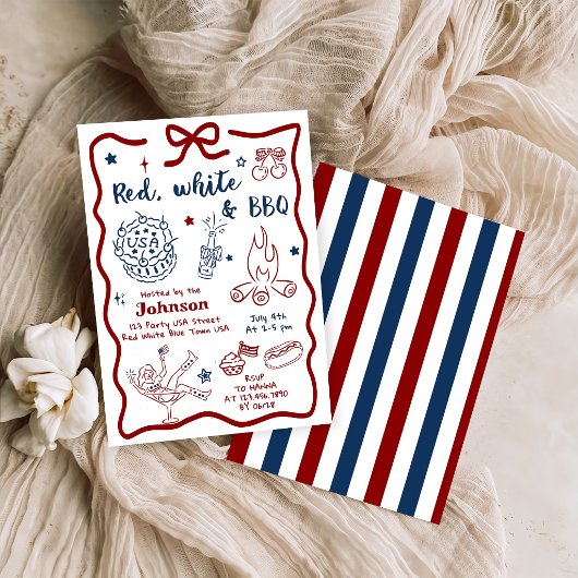 Invitation à la fête Red, White et BBQ