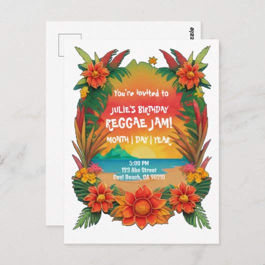 Invitation à la fête Reggae (Devant / Derrière)