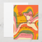 Invitation à la fête rétro de marbre groovy (Devant / Derrière)