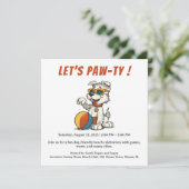 Invitation à la fête rétro de plage pour chiens – (Debout devant)