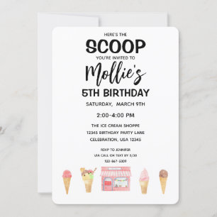 Invitation à la fête rose de la crème glacée de la