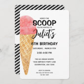 Invitation à la fête rose de la crème glacée de la (Devant / Derrière)