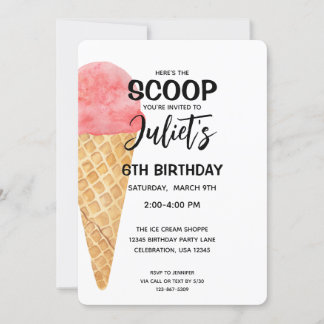 Invitation à la fête rose de la crème glacée de la