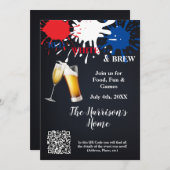 Invitation à la fête rouge, blanche et brune (Devant / Derrière)