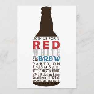 Invitation à la fête rouge, blanche et brune