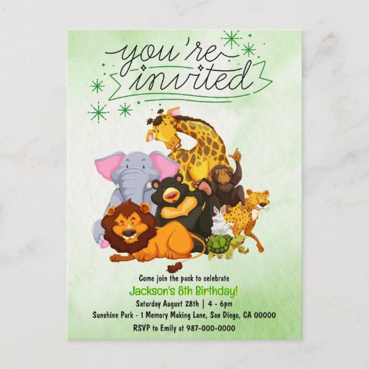 Invitation à la fête Safari des Animaux de la Meut (Devant)