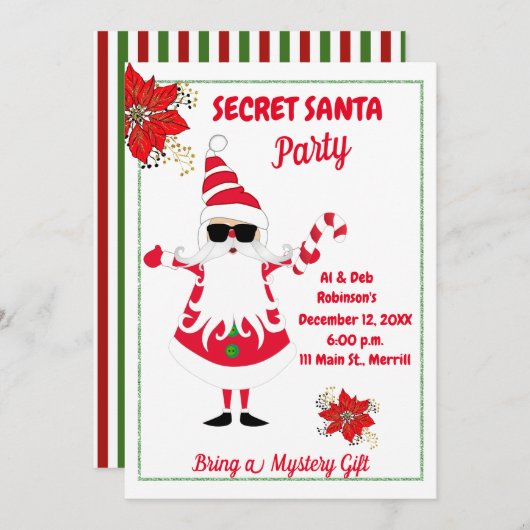 Invitation à la fête secrète de Noël de Père Noël (Devant / Derrière)