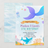 Invitation à la fête sirène et requin (Devant / Derrière)