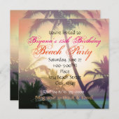 Invitation à la fête sur la plage avec palmiers et (Devant / Derrière)