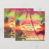 Invitation à la fête sur la plage avec palmiers et (Devant / Derrière)