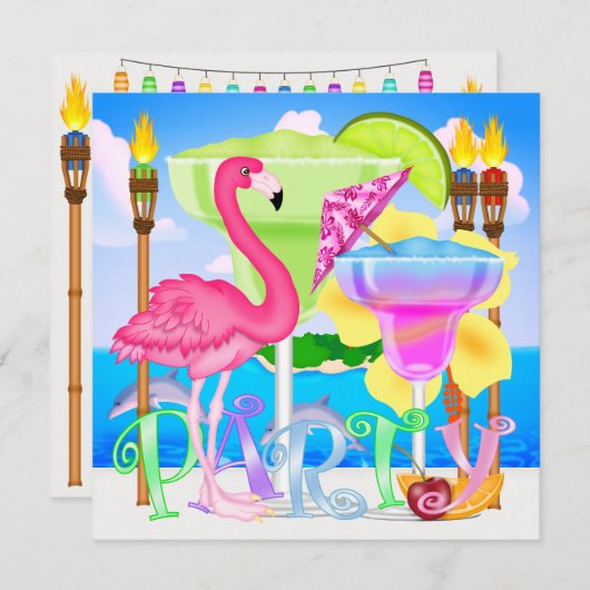 Invitation à la fête sur la plage paradisiaque / L (Devant / Derrière)