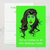 Invitation à la fête sur le thème des années 80 (Devant / Derrière)