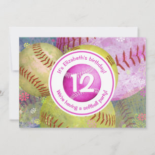 invitation à la fête sur le thème du softball fémi