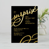 Invitation à la fête surprise Black and Gold Foil (Debout devant)