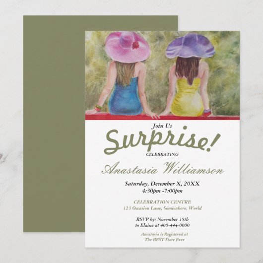 INVITATION À LA FÊTE SURPRISE D'ÉTÉ (Devant / Derrière)