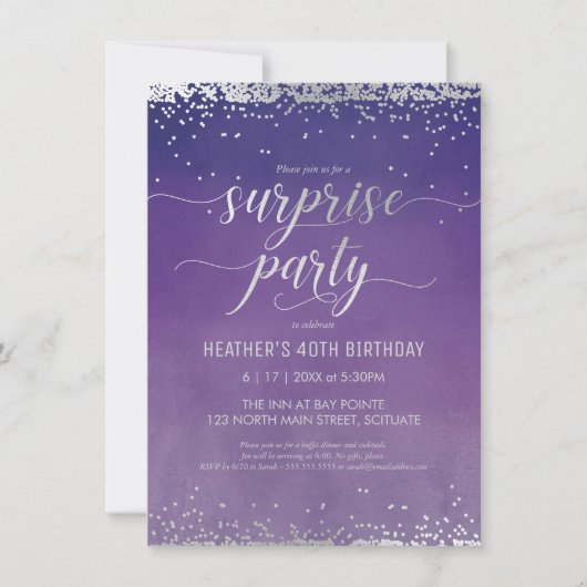 Invitation à la fête surprise du 40e anniversaire  (Devant)