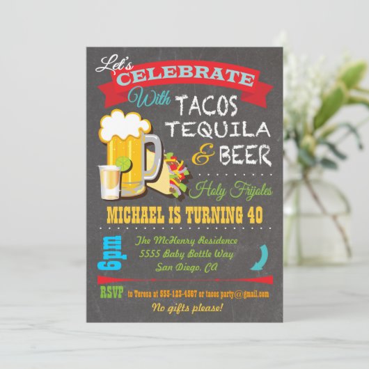Invitation à la fête Tacos, Tequila et Beer Fiesta (Debout devant)