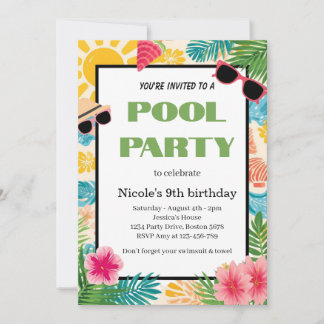 Invitation à la fête tropicale au bord de la pisci