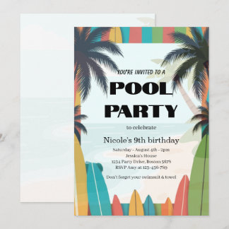 Invitation à la fête tropicale au bord de la pisci