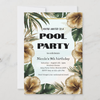 Invitation à la fête tropicale au bord de la pisci