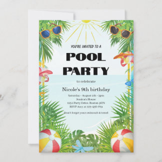 Invitation à la fête tropicale au bord de la pisci