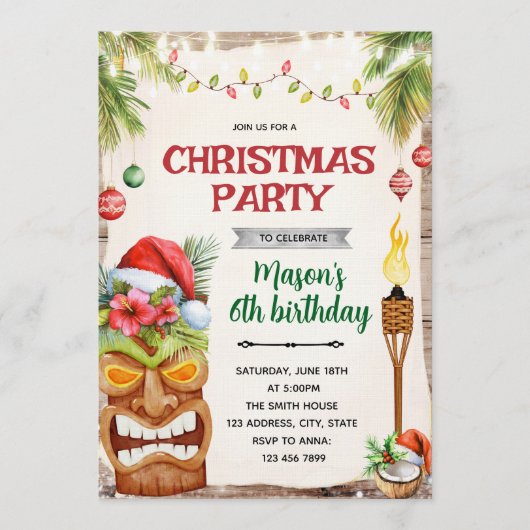 Invitation à la fête tropicale de Noël (Devant)