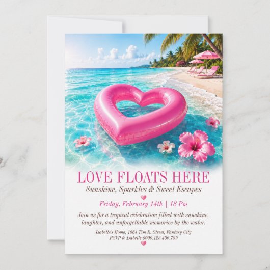 Invitation à la fête tropicale de plage Love Float (Devant)