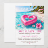 Invitation à la fête tropicale de plage Love Float (Devant / Derrière)