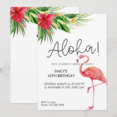 Invitation à la fête tropicale Flamant Aloha !  (Devant / Derrière)