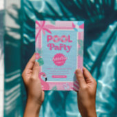 Invitation à la fête tropicale girly rose dans une