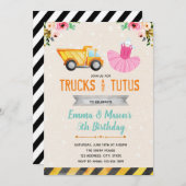 Invitation à la fête tutu camion mignon (Devant / Derrière)